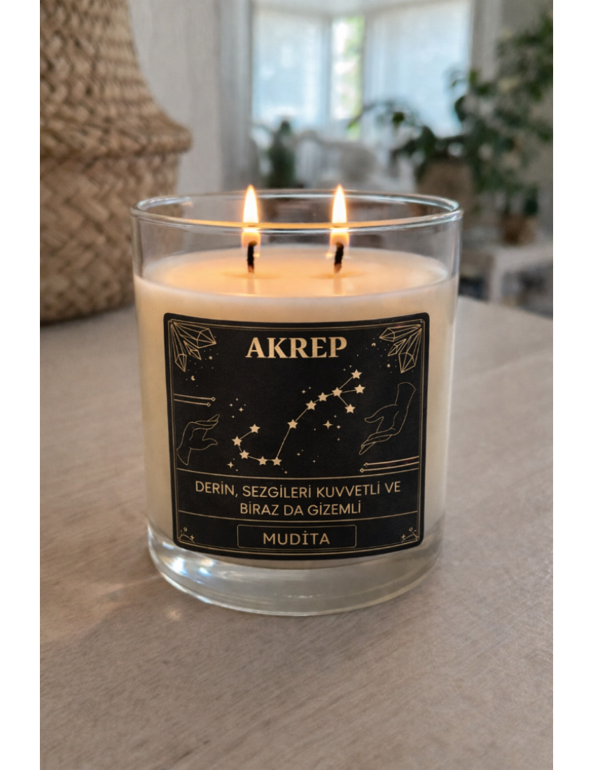 akrep burcu bardak mum, kokulu dekoratif burç mum