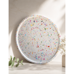 Dekoratif Terrazzo Tepsi Renkli Terrazzo Beton Döküm Sunumluk Organizer 30 cm