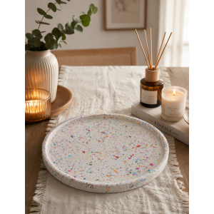 Dekoratif Terrazzo Tepsi Renkli Terrazzo Beton Döküm Sunumluk Organizer 30 cm Dekoratif Terrazzo Tepsi Renkli Terrazzo Beton Döküm Sunumluk Organizer 30 cm