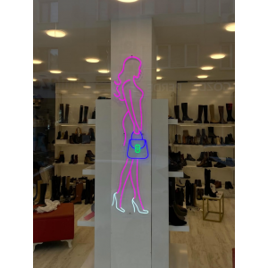 Kadın Silieti Neon Led Tabela 150x40 cm 