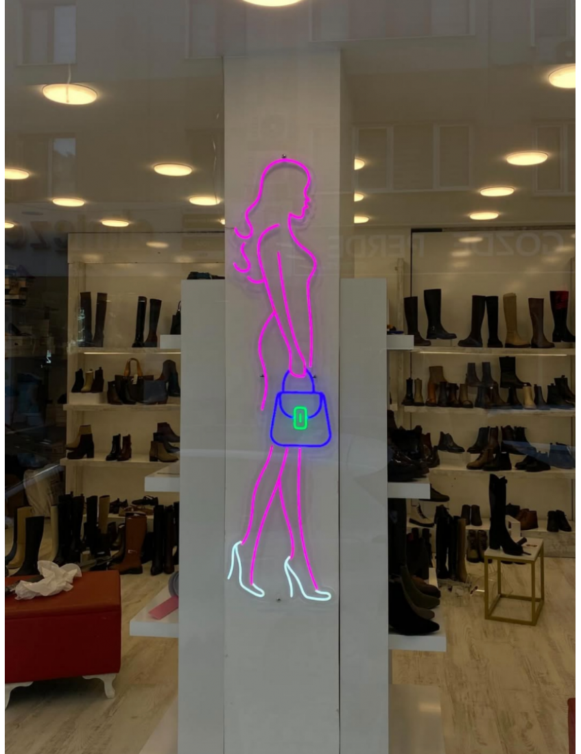 kadın silüeti led neon tabela 150x40 cm güzellik salonu dekorasyonu
