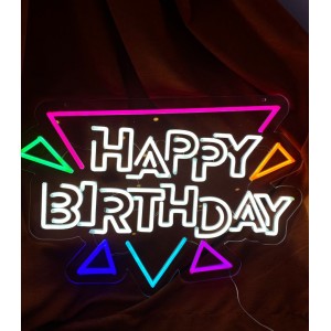 Happy Birthday LED Neon Tabela 60X40 CM