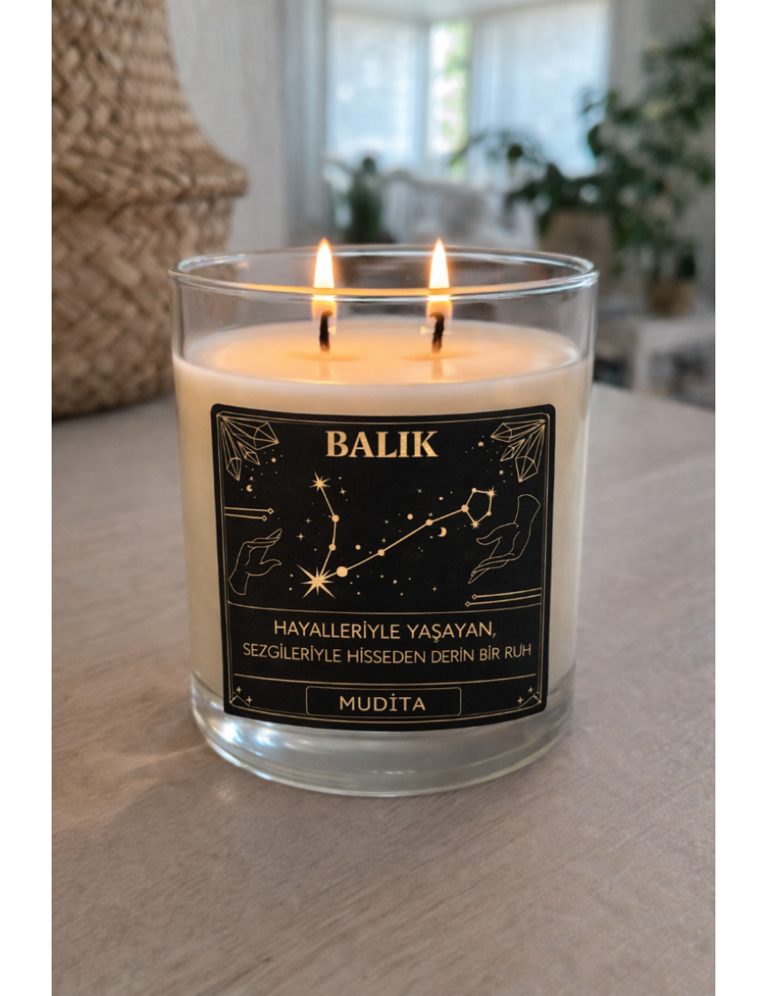 Balık burcu hediyesi kokulu bardak mum dekoratif tasarım