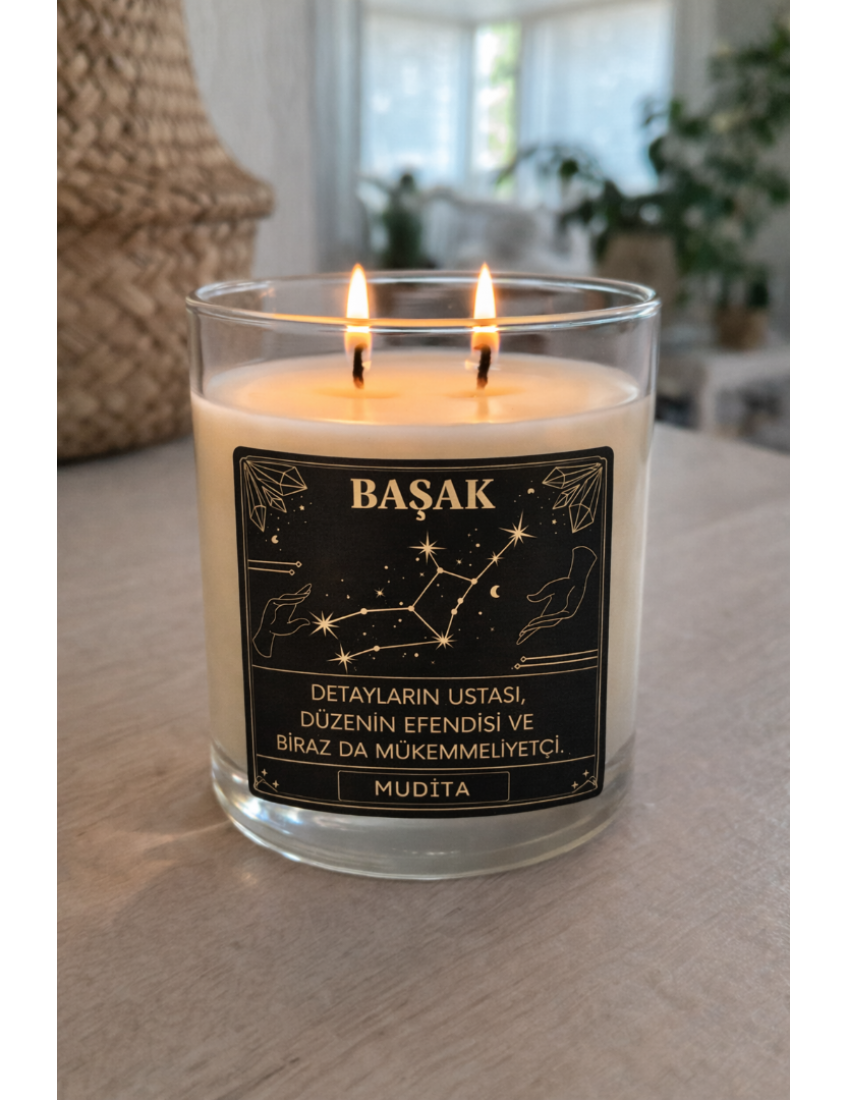 başak burcu bardak mum, kokulu dekoratif burç mum
