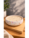 Terrazzo Çanak Kokulu Mum Dekoratif Mum Çift Fitilli Çanak Mum