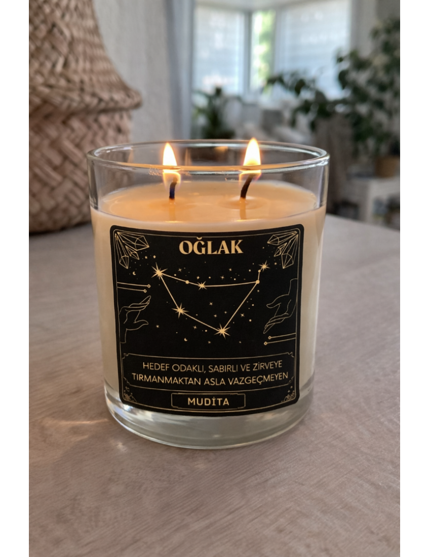 Oğlak burcu temalı kokulu bardak mum dekoratif hediye