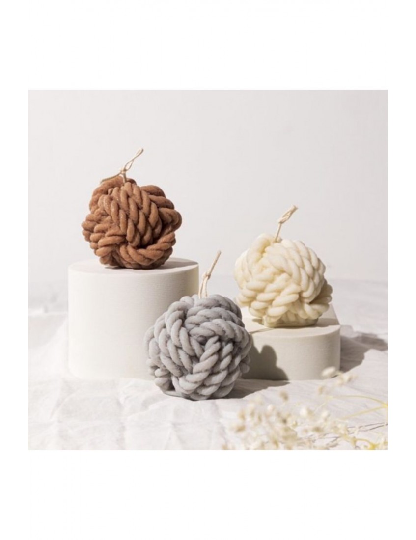 Örgü Model 3lü Dekoratif Yumak Mum Seti